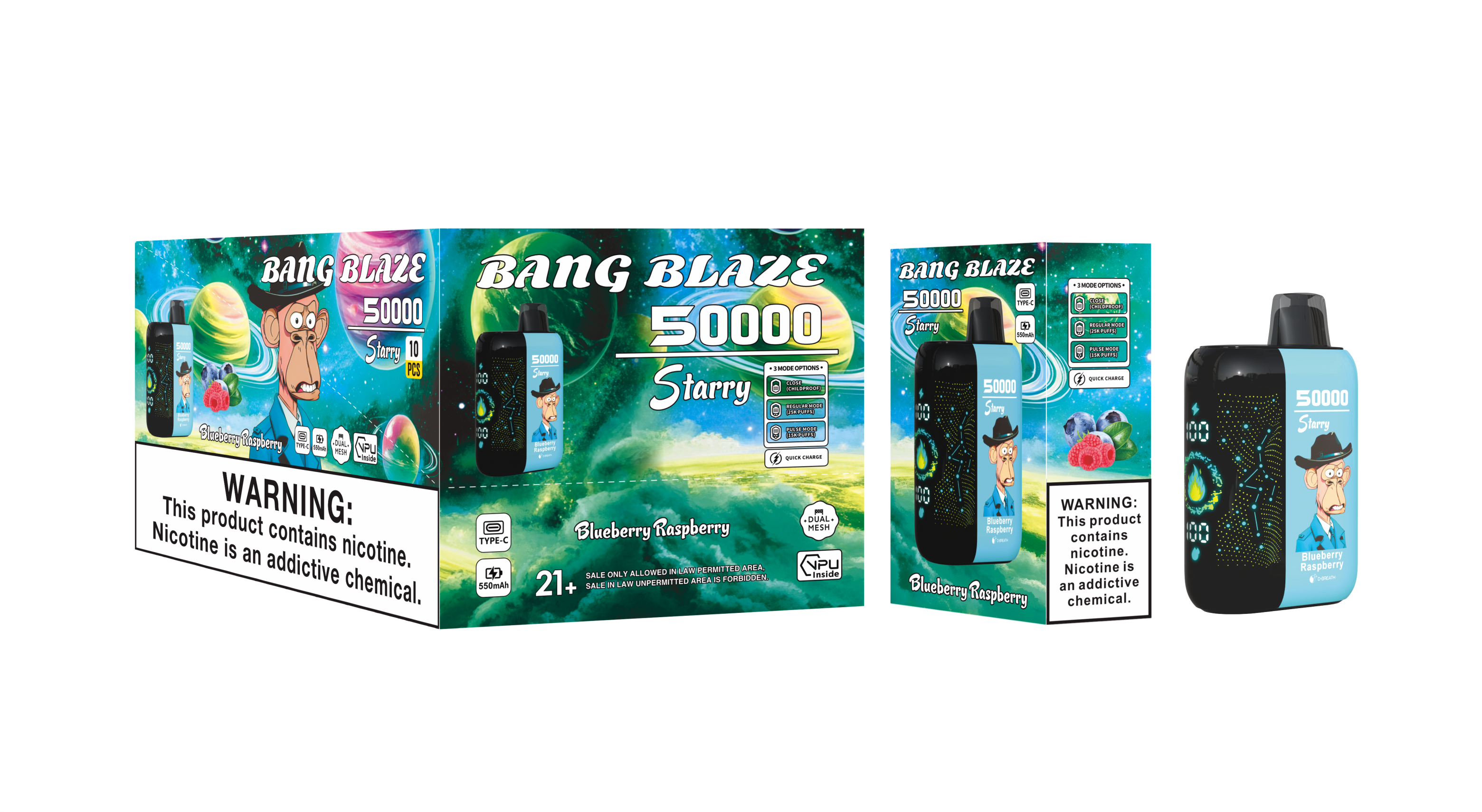 (50 000 szívás & csillagos ég) áfonya‑málna (2% nikotin) - ibangvape-Hungary