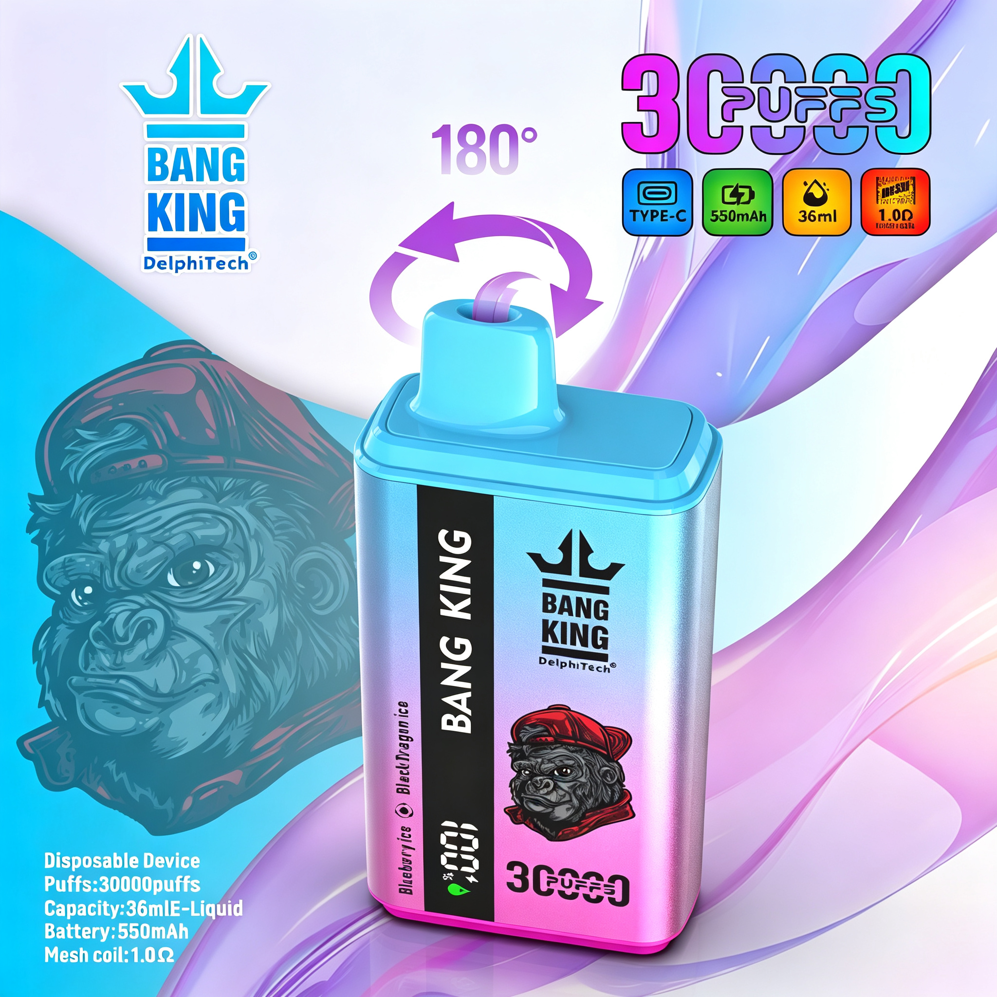 (30 000 szívás & 2 az 1‑ben) jeges áfonya + fekete sárkányjég (2% nikotin) - ibangvape-Hungary