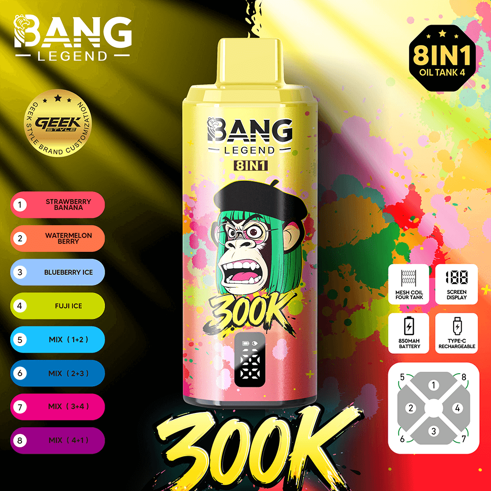 (300 000 szívás & 8 az 1‑ben) eper‑banán + görögdinnye‑bogyók + jeges áfonya + fujijég (2% nikotin) - ibangvape-Hungary
